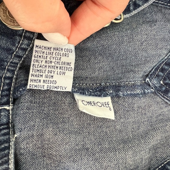 Vintage Cherokee Denim Skirtall Chicken Farm Theme Overalls 12M Baby Girl - Picture 7 of 7